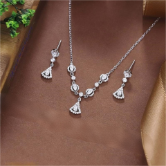 925 Sterling Silver Zircon Necklace and Earring Set