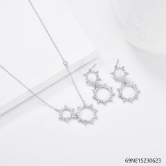 925 Sterling Silver Zircon Necklace and Earring Set