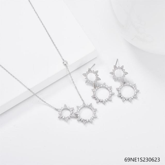 925 Sterling Silver Zircon Necklace and Earring Set