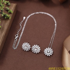 925 Sterling Silver Zircon Necklace and Earring Set