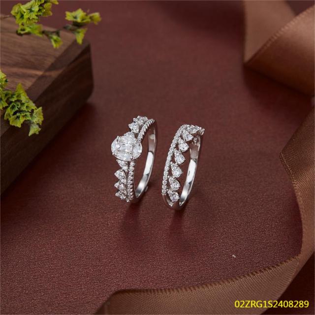 خاتم نسائي مرصع بالزركونيا الفضية