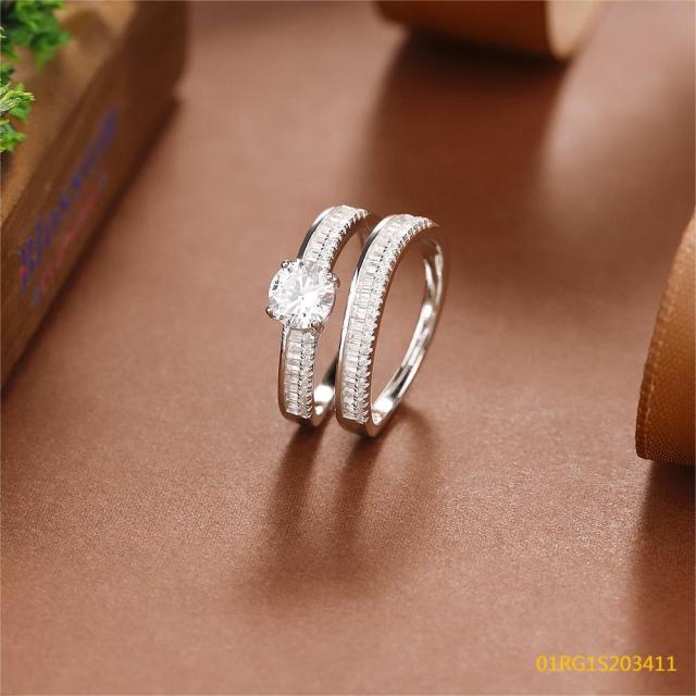 خاتم نسائي مرصع بالزركونيا الفضية