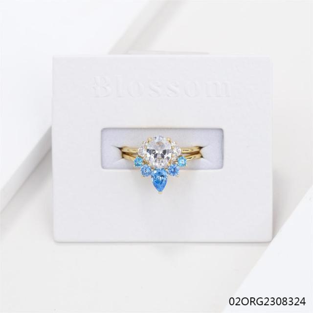 خاتم نسائي مرصع بالزركونيا الفضية