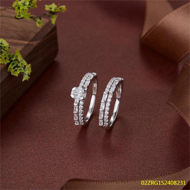 خاتم نسائي مرصع بالزركونيا الفضية