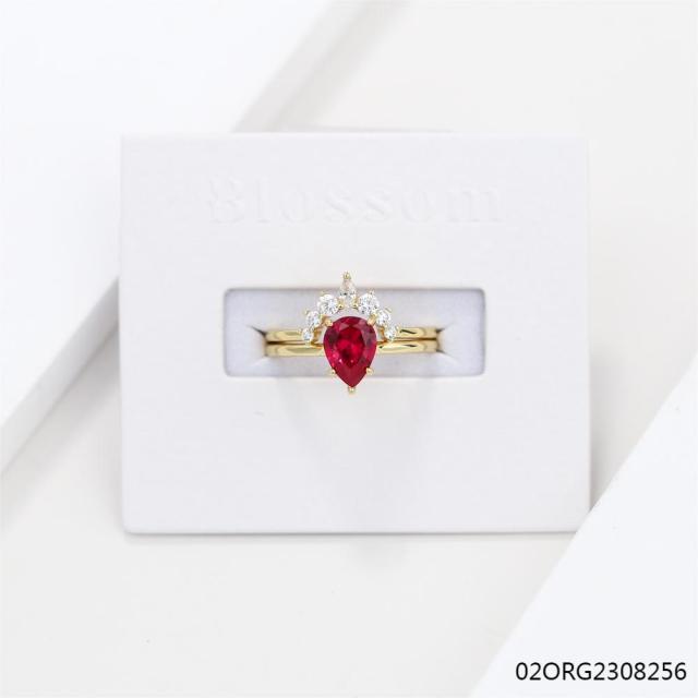 Fashion Silver Wedding Gold Plated Zircon Ring Set For Women