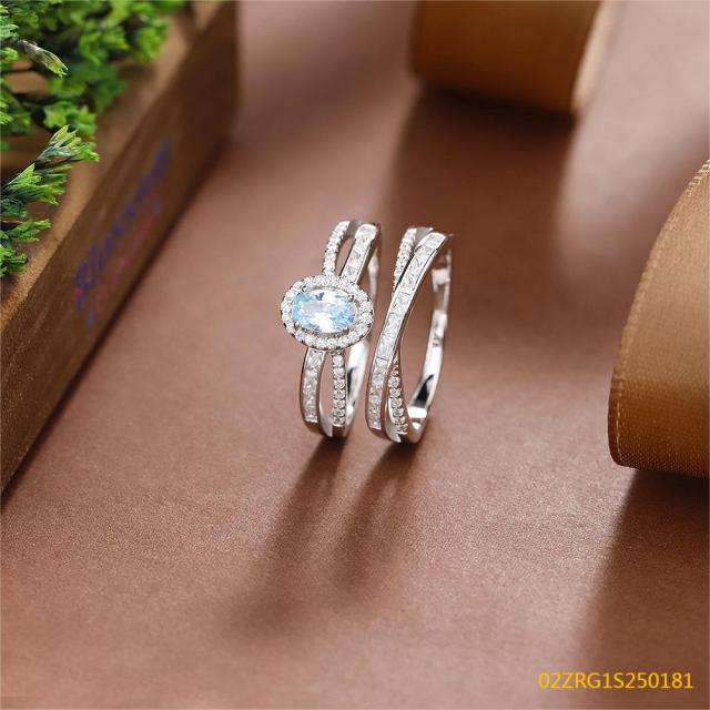 خاتم نسائي مرصع بالزركونيا الفضية