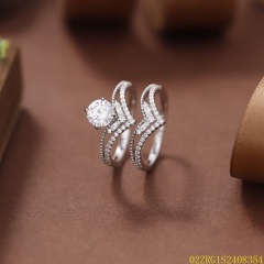 خاتم نسائي مرصع بالزركونيا الفضية