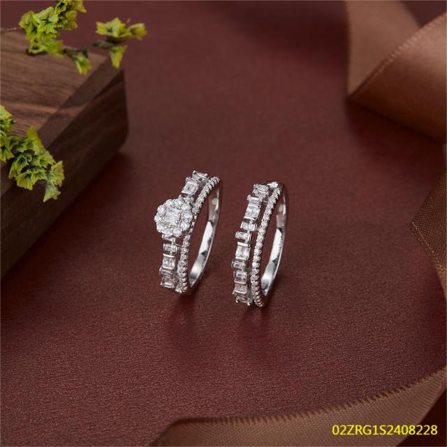 خاتم نسائي مرصع بالزركونيا الفضية