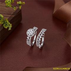 خاتم نسائي مرصع بالزركونيا الفضية