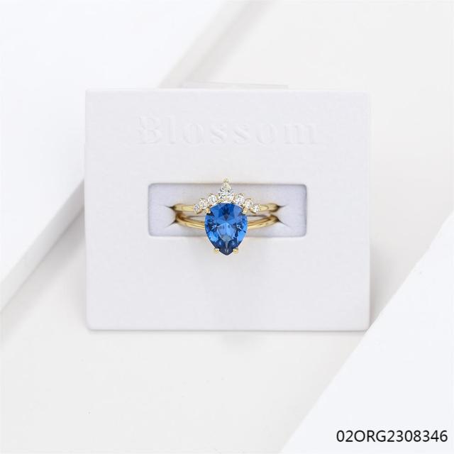 خاتم نسائي مرصع بالزركونيا الفضية