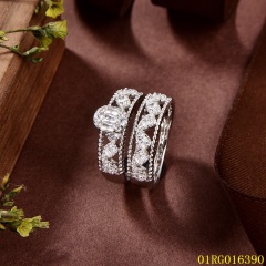 خاتم نسائي مرصع بالزركونيا الفضية