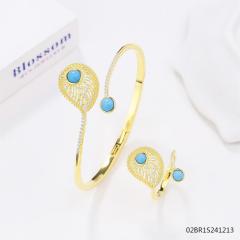 925 Silver 18K Gold-Plated Gemstone Jewelry Set