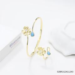 925 Silver 18K Gold-Plated Gemstone Jewelry Set