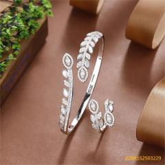 925 Silver Bridal Shell Bangle and Ring Set