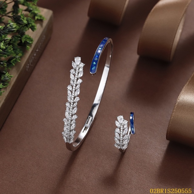 925 Silver Bridal Enamel Bangle and Ring Set
