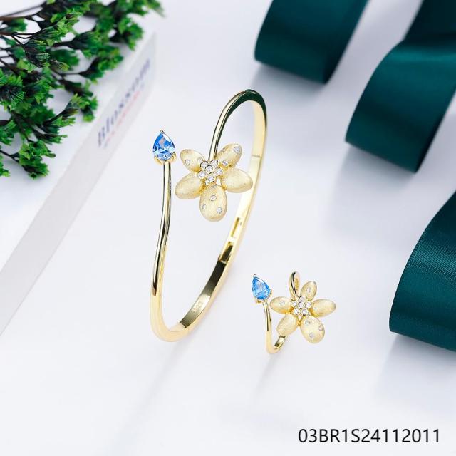 925 Silver 18K Gold-Plated Zirconia Jewelry Set