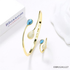 925 Silver 18K Gold-Plated Gemstone Jewelry Set