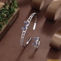 925 Silver Bridal Enamel Bangle and Ring Set