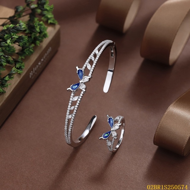 925 Silver Bridal Enamel Bangle and Ring Set