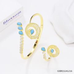 925 Silver 18K Gold-Plated Gemstone Jewelry Set
