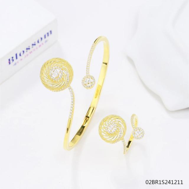 925 Silver 18K Gold-Plated Zirconia Jewelry Set