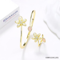925 Silver 18K Gold-Plated Gemstone Jewelry Set