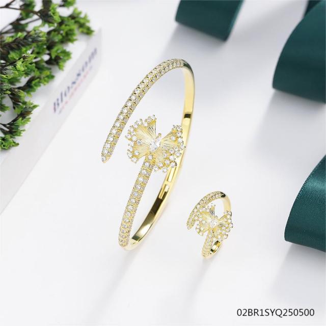 925 Silver 18K Gold-Plated Zirconia Jewelry Set