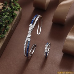 925 Silver Bridal Enamel Bangle and Ring Set