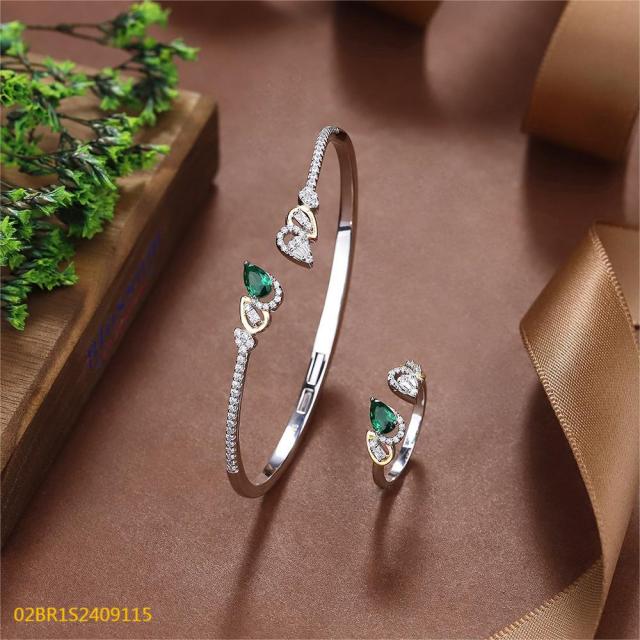 925 Silver 18K Gold-Plated Zirconia Jewelry Set