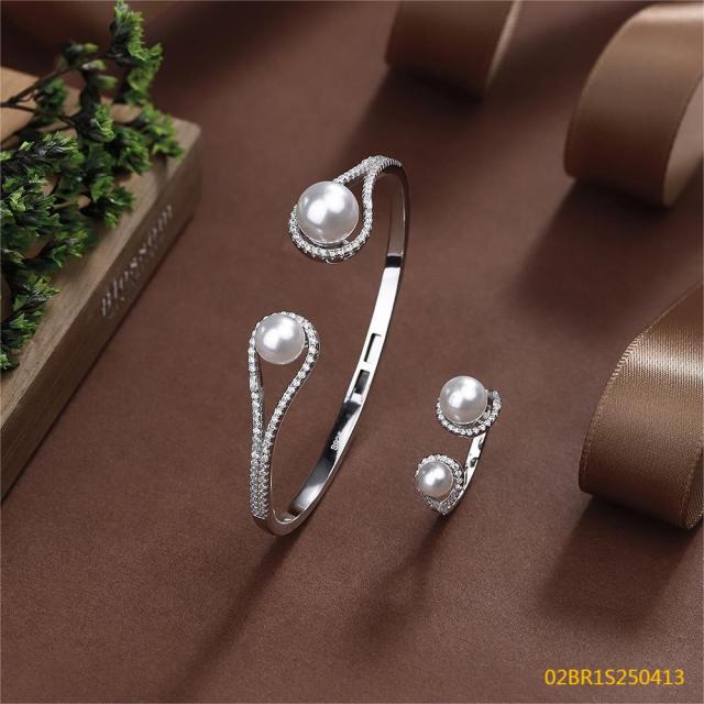 925 Silver 18K Gold-Plated Zirconia Jewelry Set