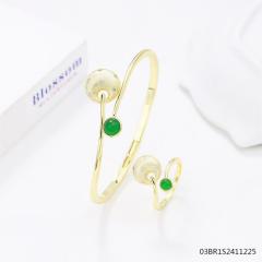 925 Silver 18K Gold-Plated Gemstone Jewelry Set