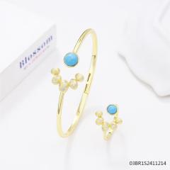 925 Silver 18K Gold-Plated Gemstone Jewelry Set
