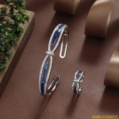 925 Silver Bridal Enamel Bangle and Ring Set