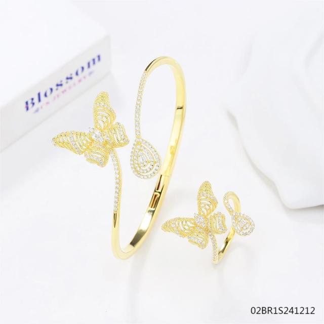 925 Silver 18K Gold-Plated Zirconia Jewelry Set