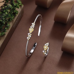 925 Silver 18K Gold-Plated Zirconia Jewelry Set
