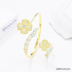925 Silver 18K Gold-Plated Zirconia Jewelry Set