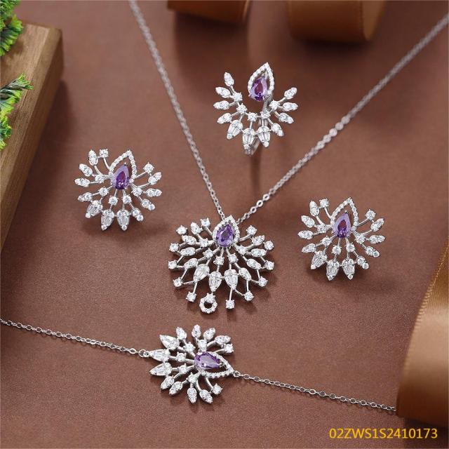 Summer Party 925 Sterling Silver Cubic Zirconia Jewelry Set