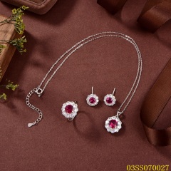 طقم مجوهرات زفاف من الفضة عيار 925 مرصع بالزركون