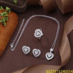 طقم مجوهرات زفاف من الفضة عيار 925 مرصع بالزركون