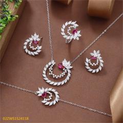 طقم مجوهرات صيفي من الفضة 925 مرصع بالزركونيا المكعبة