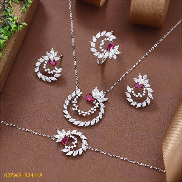 طقم مجوهرات صيفي من الفضة 925 مرصع بالزركونيا المكعبة