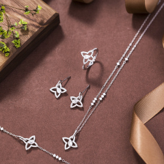 طقم مجوهرات صيفي من الفضة 925 مرصع بالزركونيا المكعبة