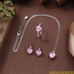 طقم مجوهرات زفاف من الفضة عيار 925 مرصع بالزركون