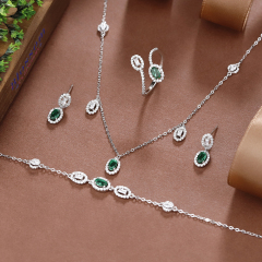 طقم مجوهرات صيفي من الفضة 925 مرصع بالزركونيا المكعبة