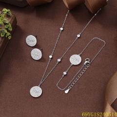 طقم مجوهرات زفاف من الفضة عيار 925 مرصع بالزركون