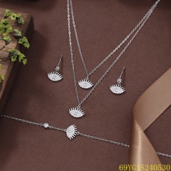 طقم مجوهرات زفاف من الفضة عيار 925 مرصع بالزركون