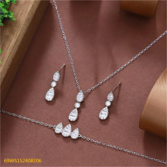 طقم مجوهرات زفاف من الفضة عيار 925 مرصع بالزركون