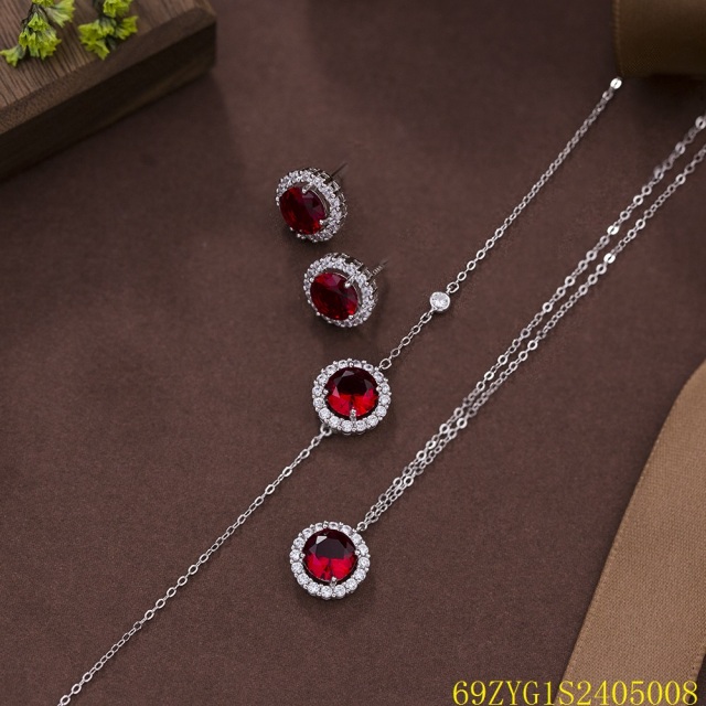 طقم مجوهرات زفاف من الفضة عيار 925 مرصع بالزركون