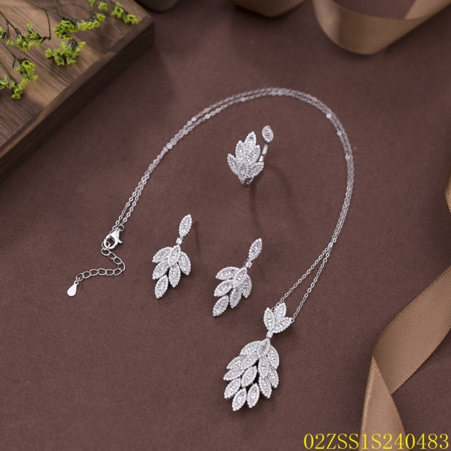 925 Sterling Silver Wedding Bridal Zircon Jewelry Set