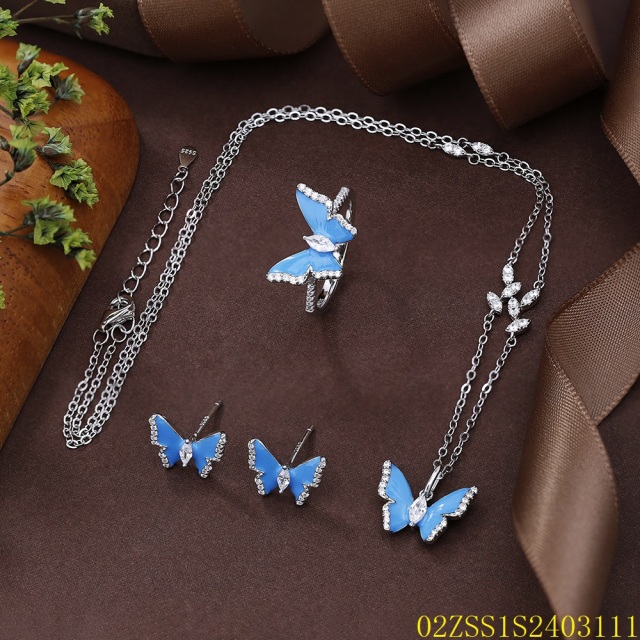 925 Sterling Silver Wedding Bridal Zircon Jewelry Set